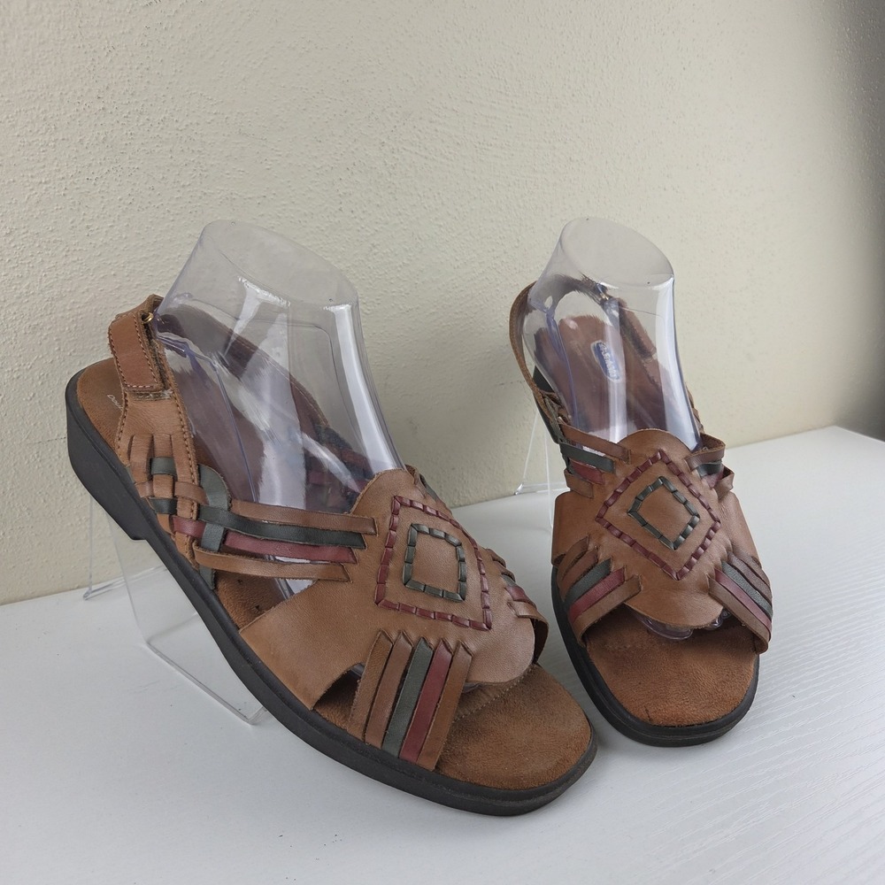 Dr Scholls Aztec Huarache Boho Brown Leather Double Air-Pillo Sandals Wmns 10 M